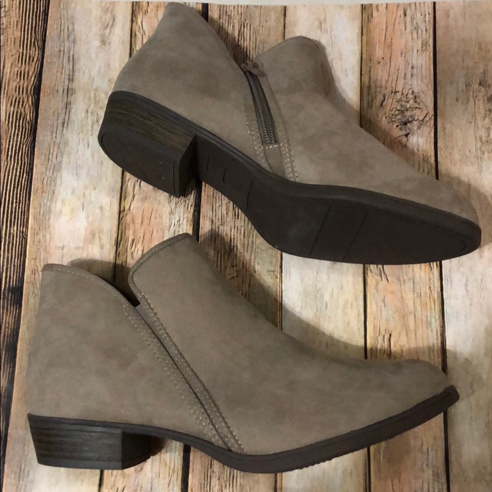 Tan Low Heel Booties Size 9